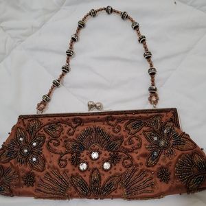Michele Bohbot Bisou Bisou silk beaded Vintage style shoulder /clutch purse